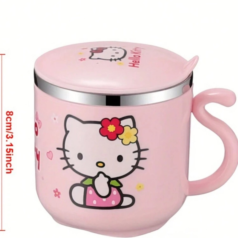 Hello Kitty Pink Coffee Mug with Cute Cat Tail Handle